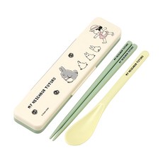 Skater 銀離子兒童餐具湯匙筷子組 附收納盒, 盒子188 x 47 x 18mm + 筷子180mm + 湯匙180mm, 龍貓, 1組