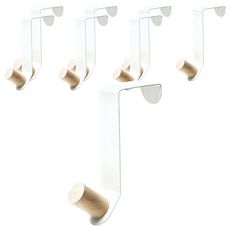 WE CHAMP 北歐風門後木質掛勾 強力負重 穩固可靠, 白色, 8個