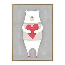 愛你哦白熊 裝飾畫 油畫布+松木內框, 金色