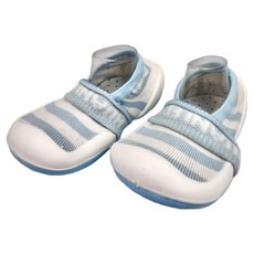 藍雀透氣手工嬰兒鞋 - 藍白條紋, 12.5cm