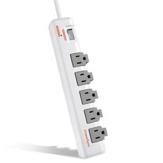 PowerSync 包爾星克 群加 1開5插防雷抗搖擺旋轉延長線 TR5W9018, 1.8m, 1條, 白色