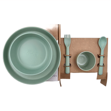 Cink 餐具組 北歐青色 適用年齡: 6個月以上, 碗 + 盤 + 水杯 + 湯匙 + 叉子 + 吸管 + 吸管刷, 1組
