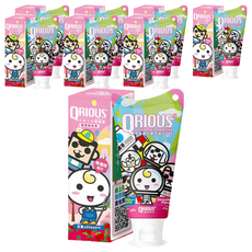 QRIOUS 奇瑞斯 雙效紫錐菊護齒膏，含單氟磷酸鈉1000ppm，可吞嚥配方，無人工防腐劑、色素和香料, 蜜蜜粉草莓, 款式隨機, 60g, 8條