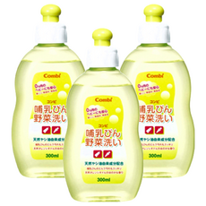 Combi 康貝 寶寶餐具蔬果洗潔液 300ml, 天然椰子油配方, 無磷無色素, 3瓶