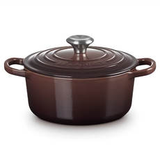 LE CREUSET 典藏圓鐵鍋 鋼頭 18cm 導熱均勻 保溫效果佳, 巧克力棕, 1個
