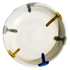 6深皿系列-日本製 (藍染丸紋/黃唐津丸紋 須頃刷毛/藍染山水)陶瓷深皿 - 340mL, 17.5 x 4.5cm, 三彩十草, 1個