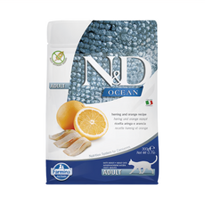 Farmina 法米納 全齡貓 N&D天然海洋系列 無穀乾飼料, 鯡魚甜橙, 300g, 1包