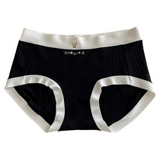 女用 涼感無縫抗菌無痕內褲 小熊圖案(顏色隨機) 親膚透氣 吸濕排汗, 黑色