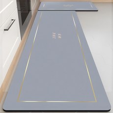 硅藻泥廚房軟墊 大尺寸, 藍灰流影, 120 x 40cm