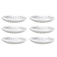 Ocean Glass 玻璃太陽盤 6入/組 美觀實用 點心盤/水果盤/蛋糕盤, 餐盤6個, 透明色, 1組