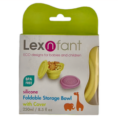 Lexnfant 小 黃色 250ml 矽膠摺疊碗 附蓋, 1個
