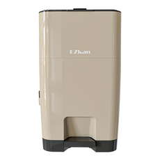 EZkan 腳踏式防臭垃圾桶 含替換垃圾袋1入 - 連續替換設計、堅固ABS材質, 米色 + 黑色, 32 x 53.5 x 25cm, 27L