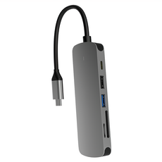 ANTIAN 6合1 Type-C多功能HUB轉接器/筆電轉接頭/傳輸擴充擴展塢, 灰色, 1個