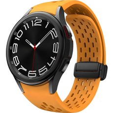 HAMATE Galaxy Watch 多孔磁吸扣矽膠錶帶, 黃色, 1個