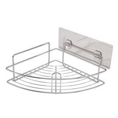 Easy 易立家 無痕掛勾扇形角落架, 304不鏽鋼, 免釘免鑽, 防水防鏽, 尺寸: 不鏽鋼架23 x 23 x 10cm/貼片22 x 7.5cm, 透明色, 1個