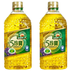 得意的一天 五珍寶健康調合油, 含不飽和脂肪酸，油質清爽，煎煮炒炸皆宜，料理好幫手，回流蓋設計，使用方便, 2L, 2瓶