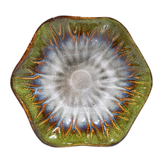 JUST HOME, 4件組5.5吋花邊盤, 綠色, 1組