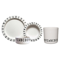 DESIGN LETTERS 字母兒童餐具杯盤組, Tritan/PP材質, 不含雙酚A(BPA Free), 18個月以上, 白色, 1組