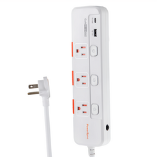 PowerSync 包爾星克 3P 3開 36W智慧快充1A1C 防塵蓋獨立按壓式開關插座延長線 3孔 TK33Q918, 1個, 1.8m, 白色