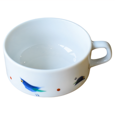 藍繪和鳥湯杯 日本製 13 x 10 x 5.5cm 280ml, 白色, 1個