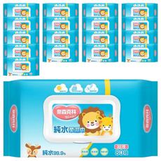 奈森克林 超厚純水柔濕巾，純水99.9%，無香精 無酒精 無螢光劑，80抽, 80張, 18袋, 超厚