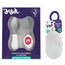 doddL 秒拾餐具 人體工學兒童學習餐具組, 訓練手部抓握能力, FDA認證, 草莓紅, 餐具*2+攜帶盒*1, 1組