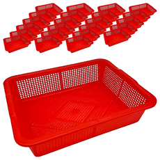 350公文林 置物籃/收納籃 4入, 35 x 26.5 x 7.8cm, 紅色, 24個