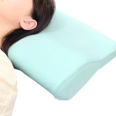 Mimo 米夢家居 強效Q-MAX冰晶紗 蝶型護頸止鼾灌模涼感中低記憶枕, 61 x 35 x 11cm, 水綠色, 1個