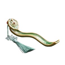 招財開運如意陶瓷線香香座 附中國結流蘇繩 梅青, 1個