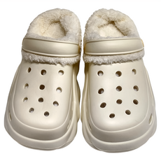 水晶熊配飾柔軟毛絨可拆卸EVA增高厚底拖鞋洞洞鞋