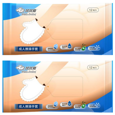 拭拭樂 成人擦澡手套, 12枚, 2包, 白色