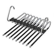 不鏽鋼褲架 防滑九桿, 黑色, 1個