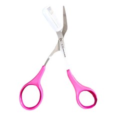 KAI 貝印 眉毛剪 附梳, 桃紅, 1入