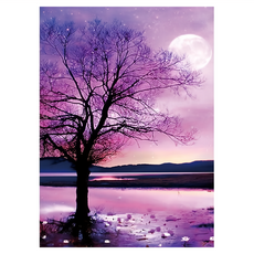 鑽石畫，風景圖, 紫色樹, 1個