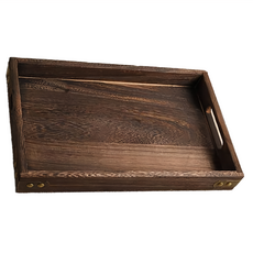 木托盤 手工雕琢 環保衛生 簡單大器, 大(40 x 28 x 4cm), 1個, Natural Wood