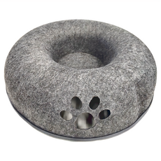 舒適羊毛氈可拆式甜甜圈貓隧道貓窩 耐磨耐抓 一窩多用, 灰色, 1個
