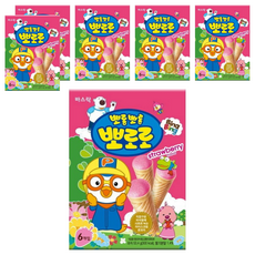 Pororo 淘氣小企鵝 啵樂樂甜筒, 草莓口味 6個入, 53.4g, 6盒