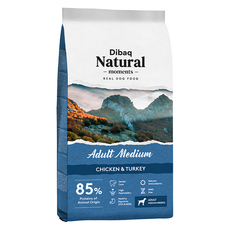 Dibaq Natural moments 中型成老犬用自然嗑糧, 雞肉 + 火雞肉, 15kg, 1袋