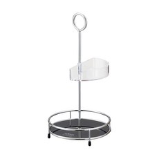 ASVEL FORMA 丸型調料架 上盤可上下左右移動 單手持提不費力 下盤止滑設計 14.4 x 14.4 x 27.1cm 1個 透明 銀色, 透明，銀色