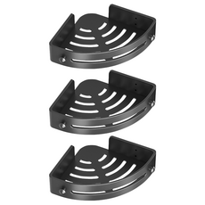 JAR嚴選 免打孔浴室三角瀝水置物架, 黑色, 3個, 浴室收納好幫手