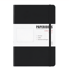 PAPERIDEAS A5 硬皮點陣筆記本，188頁，含索引，頁碼, 黑色, 1本