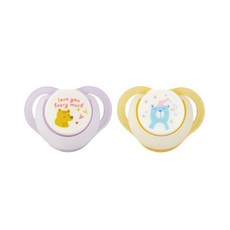 Combi 康貝 睡眠夜用安撫奶嘴組 S #18323 2入, 0歲以上, 愛心熊 紫 +夜夢熊 黃, 1組