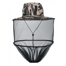 捷華 防蚊罩登山帽 男女通用 防曬 登山 釣魚 露營, 字母軍綠迷彩