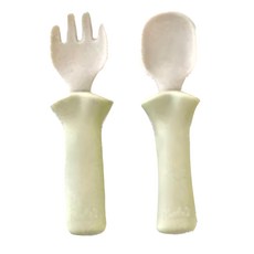 MODU'I BLUEMAMA 鉑金矽膠幼兒學習餐具組 - 韓國製造, 清新綠, 叉子 + 湯匙 + 收納盒, 1組