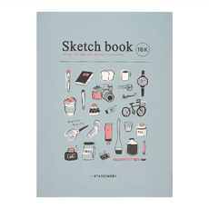 CCHING 青青文具 設計大學繪本書 簡單生活 素描本 100G素描紙, 16開, 128張
