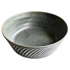 佐和陶瓷 深川刻紋16缽 日本製 湯碗 小菜缽 (16 x 5.5cm 590ml), 1個, 灰色