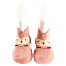 寬頭防滑透氣膠底學步鞋-高筒 襪套鞋, 22~23(13.5cm), 愛心粉貓