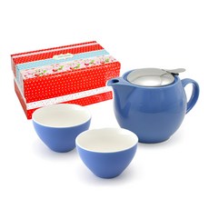 ZERO JAPAN 典藏陶瓷一壺兩杯禮盒組 附不鏽鋼濾網, 典藏陶瓷不鏽鋼蓋壺 450ml + 典藏之星杯 180ml 2個, 藍苺, 1組