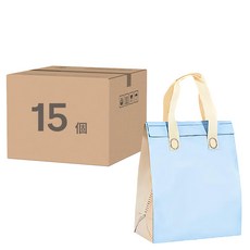 手提保溫袋, 多層保溫效果, 長效保冷, 鋁箔內裡, 防水防污, 耐用承重, 20.5 x 11.2 x 26cm, 藍白雙拼, 15個