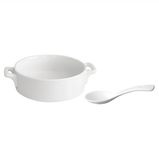 PRELUDE Neobone 餐具組 陶瓷, 湯碗2個 + 湯匙2支, 白色, 1組